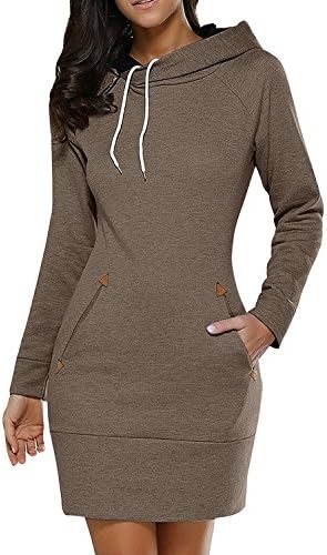 Lorsou LANISEN Womens Plus Size Hoodies Long Sleeve Cotton Hooded Sweatshirts Coffee UK20