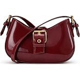 Korean Style Leather Shoulder Bag with Buckle Glossy Finish Crossbody Purse for Daily Use Travel & Shopping Phone Purse with 