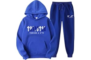 Dinint Hombre Trapstar Chándal, Trapstar London Ropa Deportiva Informal de 2 Piezas, Chándal Mujer, Trapstar Impresión de Logotipo Chándal, Chaqueta con Capucha y con Pantalones, Unisexo