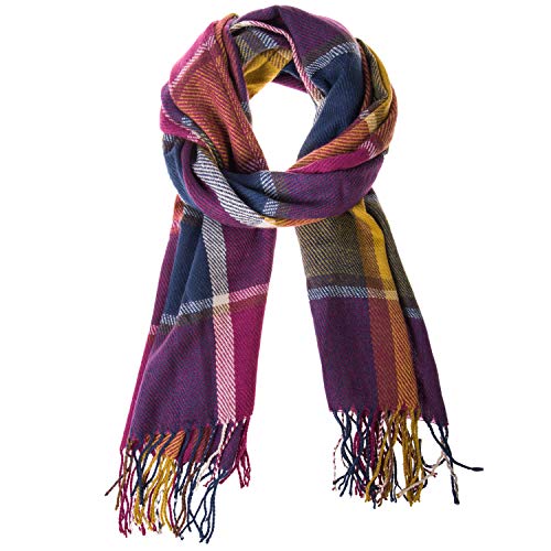 Sciarpa Donna, Sciarpe Invernali Donna Moda Scozzese Quadri con le Frange