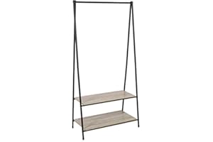 Axentia Stand Appendiabiti, Ferro, Nero/Color Legno, ca. 80 x 160 x 40 cm