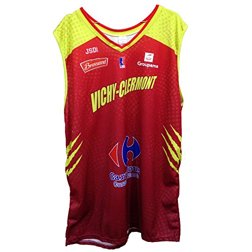 JSD J.A Vichy Clermont Metropole Oficial - Pantalones Cortos de Baloncesto para Hombre, Hombre, J.A Vichy Clermont Metropole Officiel, Rojo/Amarillo, XL