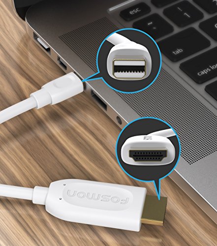 Fosmon (3m) mini Displayport zu HDMI Adapter / Kabel (MiniDP/mDP) für Apple iMac (2009 & Später), Mac Mini (Mid 2010 & Später), Mac Pro (Mittel-2010), MacBook, MacBook Pro, MacBook Air, Microsoft Surface Pro / Surface Pro 2 / Surface Pro - 2