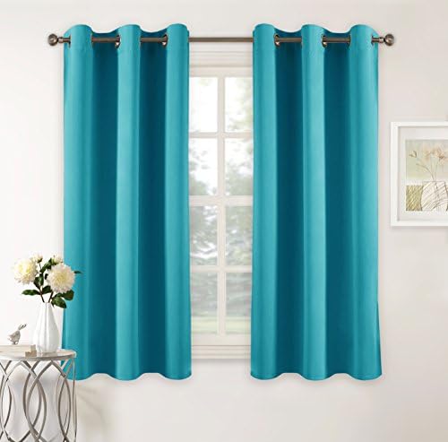 PONY DANCE Teal Curtains Kid's - Eyelet Top Premium Living Room Window Curtain Panels Room Darkening Noise Reducing Energy Saving & Home Decoration,42-inch x 63-inch, 1 Pack, Turquoise Blue