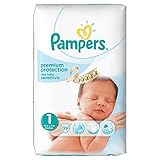 Pampers New Baby Sensitive Nappies, Size 1 (Newborn) - Value Pack (39 Nappies)