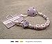 Personalised Baby DUMMY CLIP | Pacifier Holder with preffered name – girls motif lilac bear | Beststeller from Germany