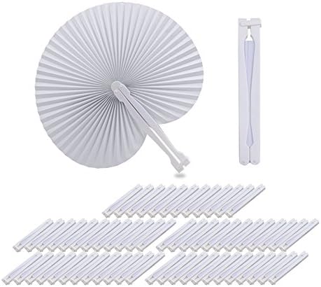 60 pcs. handle fan, hand fan, white paper fan, folding fan, hand fan, paper wedding party, foldable pocket compartments.