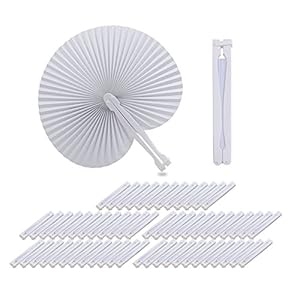 60 Piezas Abanico Pai Pai Redondo y Plegable de Papel Detalles para Invitados de Bodas, Fiestas o Ceremonias Blanco