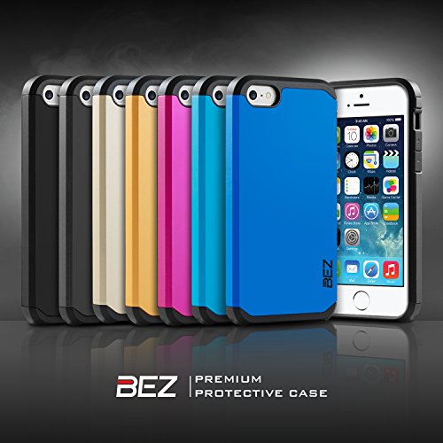 iPhone SE Case, iPhone 5 5S Case, BEZÂ® Shockproof Case Cover, Shock Absorbing Case Best Heavy Duty Dual Layer Tough Cover for iPhone SE and iPhone 5 5S - Blue Navy
