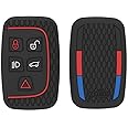 Keycare Silicone Key Cover fit for Jaguar XF XJ XE F-PACE F-Type Range Rover Evoque Velar Discovery LR4 Land Rover Sport 5 Button Smart Key (Black)
