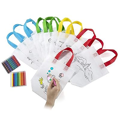 Comius Sacs à Main réutilisables, 12 Sac en Coton + 24 Crayons Textiles la Peinture Or Give Away, Idéal Les Cadeaux de Fête d'anniversaire, Les Communions