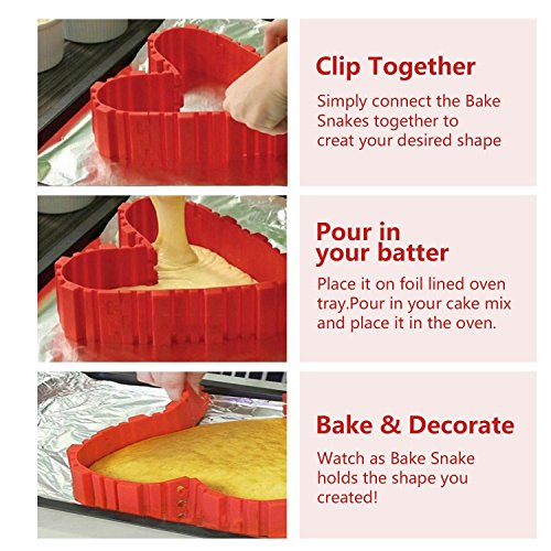 Splink Magic Kuchenformen Silikon Nonstick Bake Snake Backform Cake Mould DIY Fondant Kuchenform Backen Torten-Zubehör(Set 4 Stück) - 2