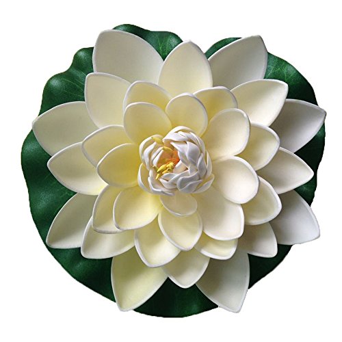 Künstlicher Lotus – E-Emmix Schwimmende Blume des künstlichen Schaums Lotus Weiß für Haus und Party Dekoration 7 „Set von 4 - 2