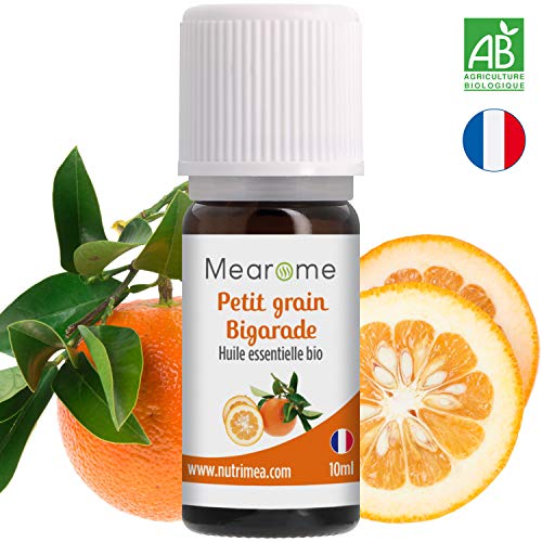 Huile essentielle de Petit Grain Bigarade BIO - 10 ml - 100% Pure et Naturelle, HEBBD, HECT - Distillée en France - anti stress - peau à tendance grasse et avec acné