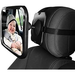 L&HM Rétroviseur De Surveillance Réglable de Voiture, Miroir Auto Bébé, Bébé Vue Arrière Miroir (Sécurité pour Siège Arrière) avec Fonction de Rotation 360° et d'Inclinaison pour Toute Voiture