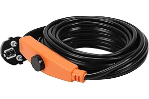 Tubiaz Câble chauffant antigel de 2 m, câble antigel avec thermostat, câble chauffant de 32 W, chauffage accompagné de tuyaux avec interrupteur automatique, bande chauffante pour conduites d'eau dans