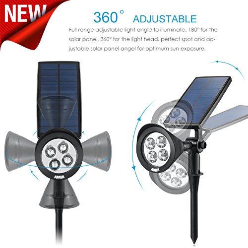 Amir Solarleuchten Garten, 200 Lummen Solar Lichter, 360 ° Einstellbar auto-on/off Flag Pole Lichter, Wasserdichte Outdoor Spot Licht, Solar Garten Lichter, Sicherheits Wand Licht für Garten, Pool, Baum, Hof, etc. (Farbe ändern) - 2