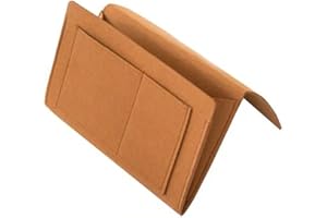 GJIE Bedside Storage Pocket, Felt Hanging Organizer Bag Anti-Slip, Magazine Phone Remote Holder for Home Bed Rails, Sofa, Bunk Beds (Brown)