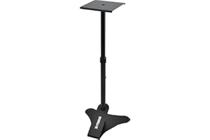 QUIK-LOK QUIK LOK - BS/402 Support pour moniteurs Nearfield réglable en hauteur, jusqu’à 57 kg, avec base triangulaire et patins en caoutchouc