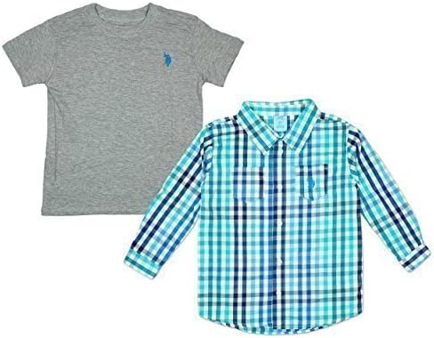 Boys Toddler US Polo Logo Check Shirt &amp; T-Shirt Top Set sizes from 12 Months to 4 Years