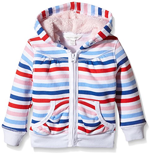 Pumpkin Patch Baby-Girls Stripe Printed Zip Sweatshirt, Off-White (Milk), 12-18 Months