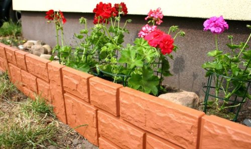ZAUN RASENKANTE BEETEINFASSUNG STEIN 2,34 m x 20 cm terra - 3