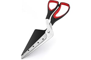 LEAZZLE Pizzaschere,Pizzaschneider mit Extra Scharfer Edelstahlklinge und Griff mit Weichem Griff,Multifunktionale Küchenschere,Pizza Scissors,27.5CM,Schwarz/Rot