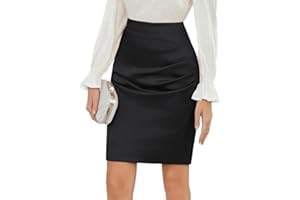 GRACE KARIN Ladies Bodycon Skirt Elegant Work Office Business Ruched Knee Length Skirt
