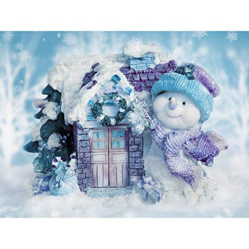 Aobuang DIY 5D Diamond Painting, Snowman House Rhinestone Embroidery Pictures Arts Craft for Christmas Home Wall Decor Gift -9.8X11.8 inch (Snowman Small House 11.8X15.7 inch)