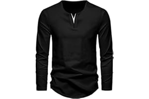 Meilicloth Maglietta Maniche Lunghe Uomo Cotone V Neck T Shirt Uomo Maglietta Long Sleeve Felpa Uomo Base Casual Morbida Tee Lunghe Slim Fit S-3XL
