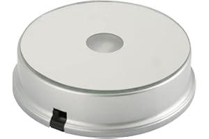 ‎EJOYOUS LED Light Display Base, LED Light Display Ständer Buntes LED-Licht Kristall Display Stand Base für Kristalle, Glaskunst und Heimtextilien (Rund, Spiegel, 2 Lichter, Batterietyp (Lieferung)