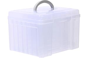 LOVIVER Photo Organizer Box with Dividers File Holder with 6 Dividers Large Photos Organizer Greeting Card Storage Box for Office Picture Display