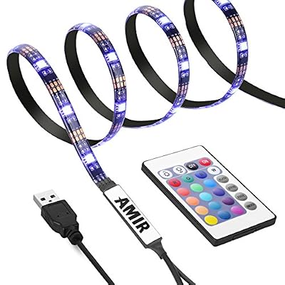 AMIR Ruban à LED RGB pour HDTV, USB Powered Imperméable Flexible Rétro-éclairage, Lampe à Rayons LED Multicolores avec Télécommande