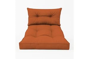 chilly pilley Coussin Fauteuil en Rougein avec Rembourrage Ensemble Coussins Coussin De Siège Matelassé Dossier Assise (Set: 1x Coussin D'assise 80x60x10, Dossier 60x40, Orange)
