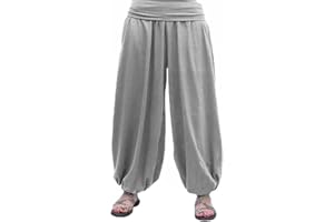 SAVARI | Pantalón Bombacho | Modelo Aladin | Pantalones Harem | con Estilo Oriental, Ancho, Largo y Cómodo | Ideal para Yoga | Mujer y Hombre | Lisos | Gris, Blanco, Vino, Negro, Azul Marino | S-3XL