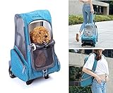 Variedad de métodos de uso: tira de esta bolsa de viaje para mascotas en sus ruedas con una correa de hombro ajustable antideslizante o barra de dibujo, o lleva este pequeño transportador de bolsas de perro con el mango simplemente retira la base con ruedas y luego se convierte en un transportador de mascotas regular con un maravilloso velcro de repuesto. Es una buena bolsa para cachorros para viajar.