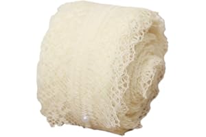 Busirde 10m / Tessuto del Merletto bilaterale Rotolo Tenda di Pizzo per l'Abbigliamento Fai da Te Wedding Dress Decor (Beige)