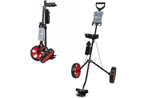 Ram Golf Carrello/Trolley 2 Ruote Pieghevole da Tirare in Acciaio con Borraccia, Porta SEGNAPUNTI E Ruote Removibili