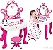 Price comparison product image WolVol 2-in-1 Kids Vanity Playset with Musical Piano and Flashing Lights, Mirror, Cosmetics, Working Hair Dryer, Glowing Princess will Appear when Pressing the Button on the Mirror