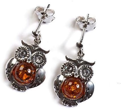 Classic Baltic Cognac Amber and Silver Origami Owl Earrings