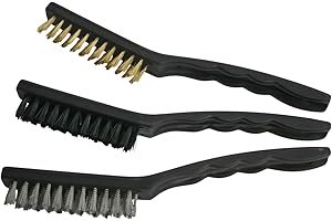 MODESH 3pc Wire Brush Set of Stainless Steel,Nylon & Brass with Plastic Handles- Metal Rust Remover Brushes Suitable for Cleaning Welding Slag & Rust (Pack of 3 || Black+ Gold+ Silver)