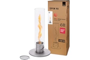 ‎HÖFATS höfats - Spin 90 Grey - Table Fireplace for Indoor and Outdoor Use - Table Fire, Lantern, Garden Torch and Bioethanol Fireplace Made of Stainless Steel