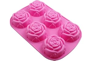 fuxunamz Rosen 6-Cavity Multifunktionale Silikonform, Liebe, Kuchenform, Schokoladenform, DIY handgemachte Seifenform, Silikon-Seife Formen, zum Selbermachen von Muffin, Brot, Mousse, Pudding, usw.