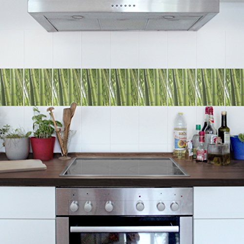 Fliesenaufkleber 20×15 Fliesen Folie Kacheldekor Aufkleber Bamboo Trees No.1 , Setgröße:6teilig - 3