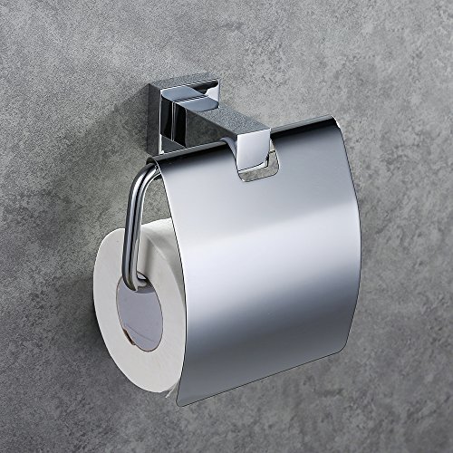 Homelody Toilettenpapierhalter Klopapierhalter Rollen mit Deckel Papierhalter Chrom WC-Papierhalter Edelstahl Wandmontage Toilettenpapierrollenhalter WC-Rollenhalter für Badezimmer