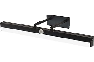ACMHNC Lámpara de Espejo Baño Con Detector de Movimiento,Negro LED Luz de Espejo Con Interruptor,4000K Luz de Maquillaje Ajustable y Giratoria,IP44 Impermeable Lámpara de Pared Para Tocador,60cm/12w