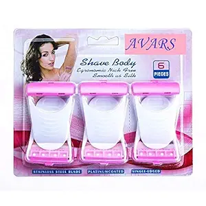 AVARS Women Bikini hair remover Disposable 6 pink blades