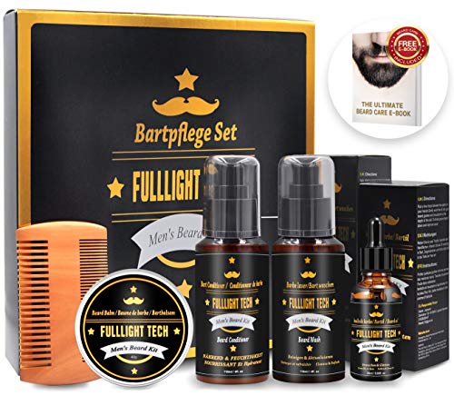 Ultimate Beard Grooming Kit for Men Gift Set with 118ML Beard Shampoo,118ML Beard Conditioner Leave in Softener,Beard Oil,Beard Balm,Beard Comb Perfect Beard Care Gifts for Men/Dad/Him/Husband