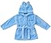 Embroidered Personalised Soft Baby Blue Dressing Gown Bath Robe with Teddy EARS 6-12 Months