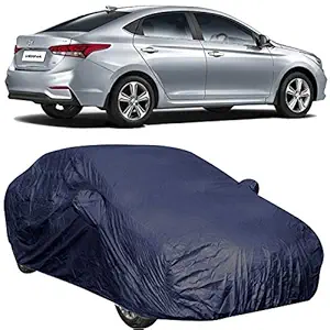 The Autostory 190 Taffeta Water Resistant Car Body Cover Compatible with Hyundai Verna Fluidic (2017 to 2019) with Mirror Pockets (NavyWP/Navy Blue)